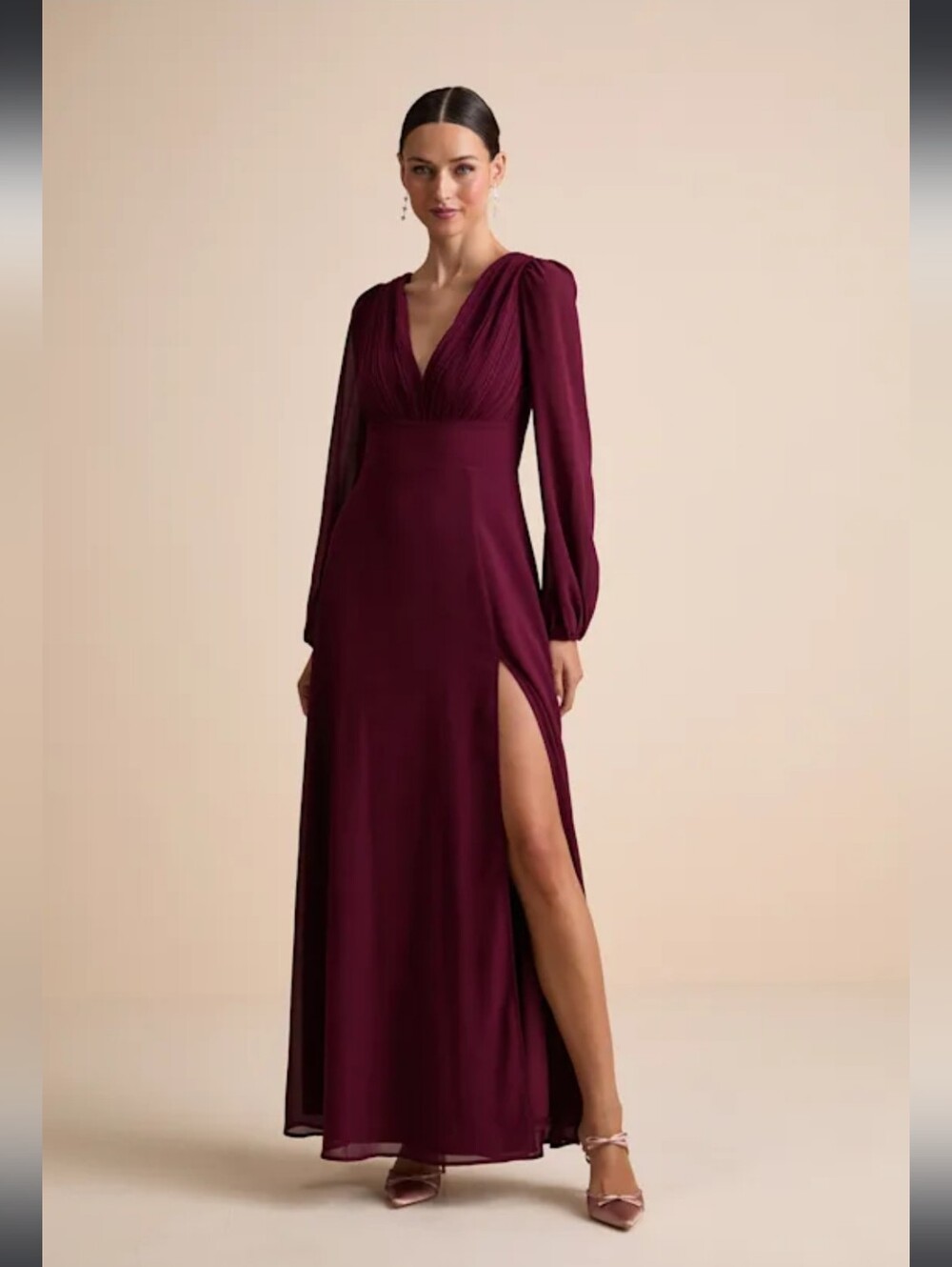 Lulus Marvelous Affair Burgundy Pleated Lace-Up Maxi Dress